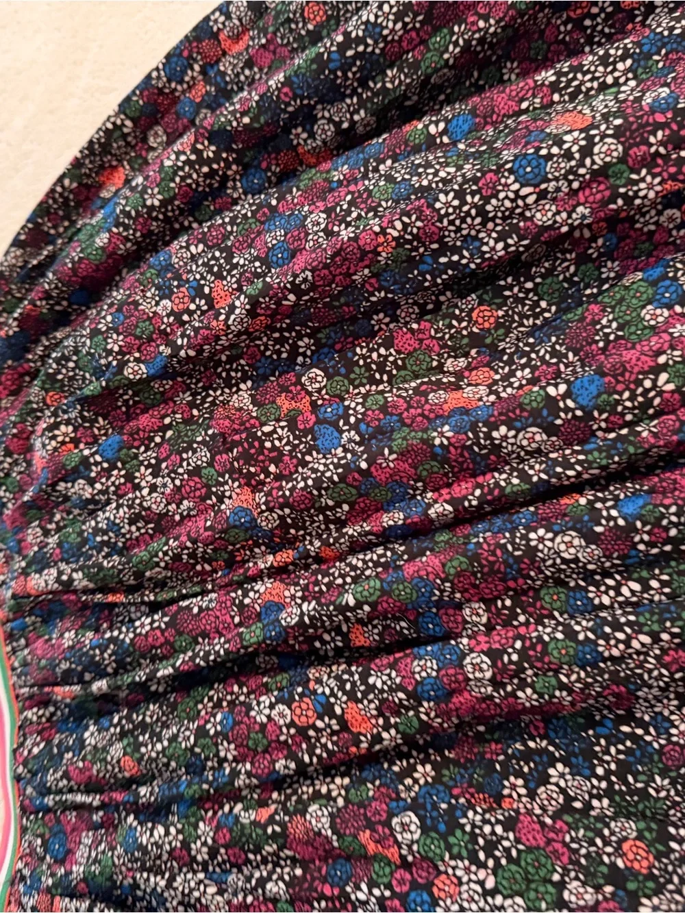 GAP Black Floral Skirt with Striped Elastic Waistband